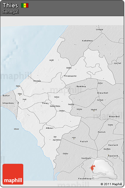 Silver Style 3D Map of Thies