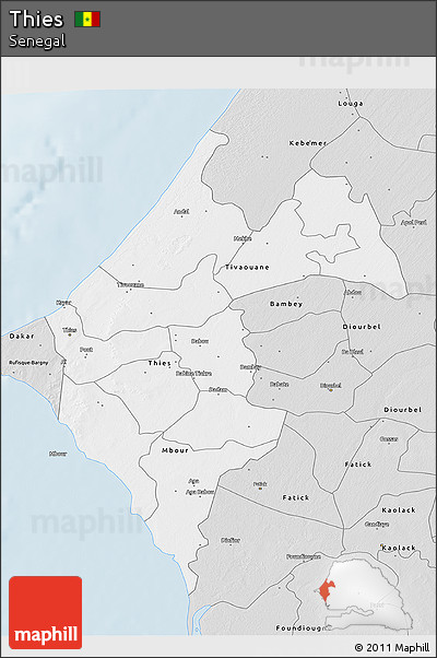 Silver Style 3D Map of Thies