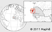 Blank Location Map of Thies, highlighted country, within the entire country