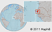 Gray Location Map of Thies, hill shading