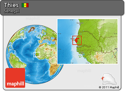 Physical Location Map of Thies, within the entire country