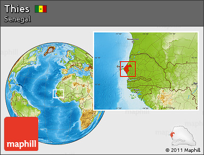 Physical Location Map of Thies, within the entire country