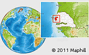 Physical Location Map of Thies, highlighted country, within the entire country