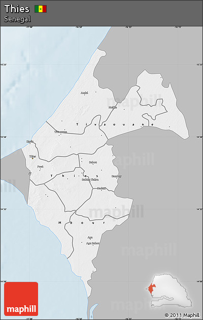 Gray Map of Thies, single color outside