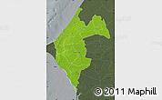 Physical Map of Thies, darken, semi-desaturated