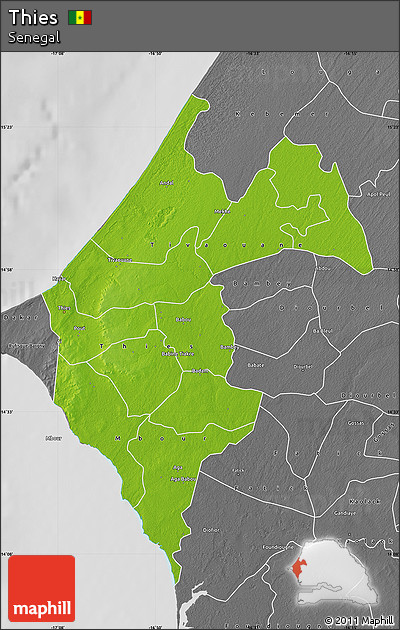 Physical Map of Thies, desaturated