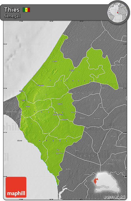 Physical Map of Thies, desaturated
