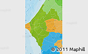 Physical Map of Thies, political shades outside