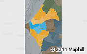 Political Map of Thies, darken, semi-desaturated