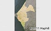Satellite Map of Thies, darken, semi-desaturated