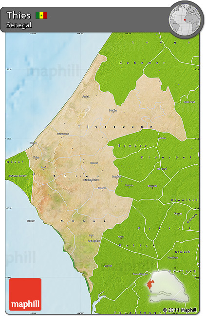 Satellite Map of Thies, physical outside