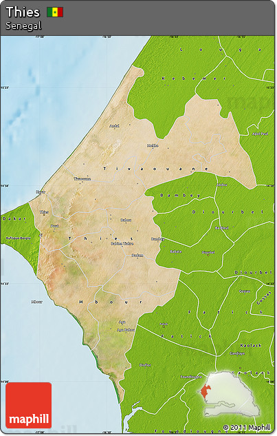 Satellite Map of Thies, physical outside