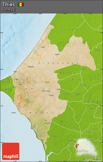 Satellite Map of Thies, physical outside