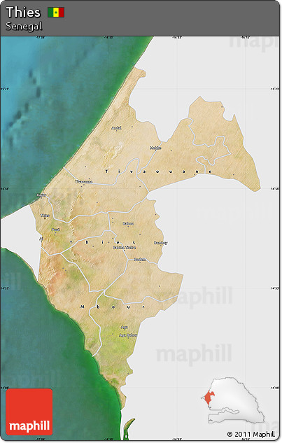 Satellite Map of Thies, single color outside