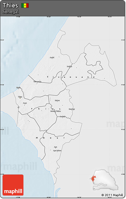 Silver Style Map of Thies, single color outside