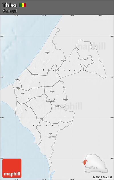 Silver Style Map of Thies, single color outside