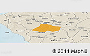 Political Panoramic Map of Fissel, shaded relief outside