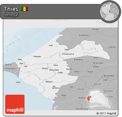 Gray Panoramic Map of Thies
