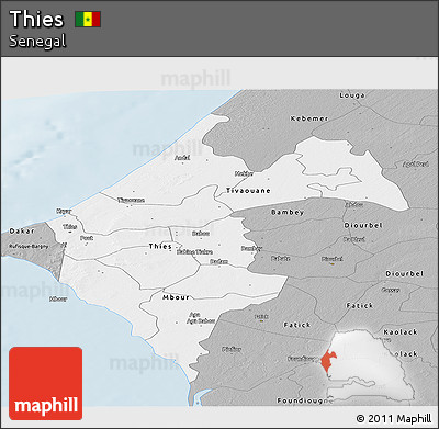 Gray Panoramic Map of Thies