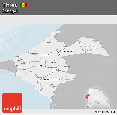 Gray Panoramic Map of Thies, single color outside