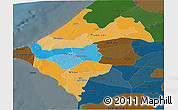 Political Panoramic Map of Thies, darken