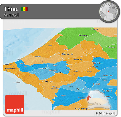 Political Panoramic Map of Thies