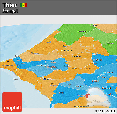Political Panoramic Map of Thies