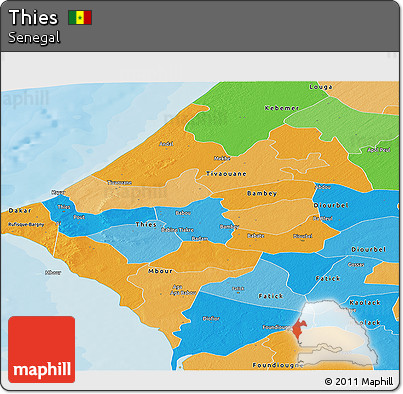 Political Panoramic Map of Thies