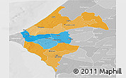 Political Panoramic Map of Thies, lighten, desaturated