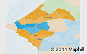 Political Panoramic Map of Thies, lighten