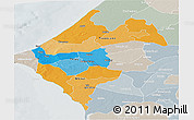 Political Panoramic Map of Thies, lighten, semi-desaturated