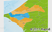 Political Panoramic Map of Thies, physical outside
