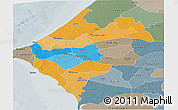 Political Panoramic Map of Thies, semi-desaturated