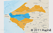 Political Panoramic Map of Thies, shaded relief outside