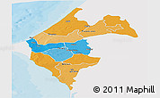 Political Panoramic Map of Thies, single color outside