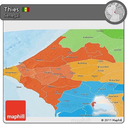 Political Shades Panoramic Map of Thies