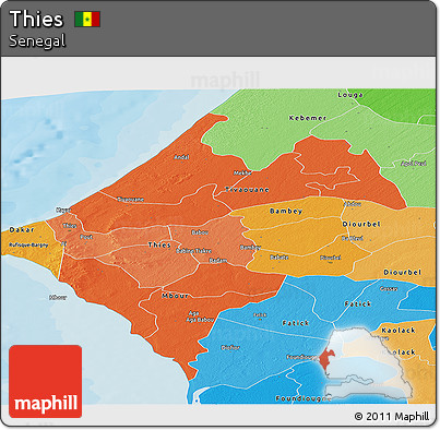 Political Shades Panoramic Map of Thies