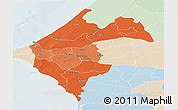 Political Shades Panoramic Map of Thies, lighten