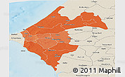 Political Shades Panoramic Map of Thies, shaded relief outside