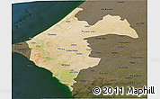 Satellite Panoramic Map of Thies, darken