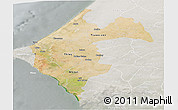 Satellite Panoramic Map of Thies, lighten, semi-desaturated