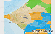 Satellite Panoramic Map of Thies, political outside