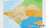 Satellite Panoramic Map of Thies, political shades outside