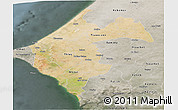 Satellite Panoramic Map of Thies, semi-desaturated