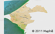 Satellite Panoramic Map of Thies, single color outside