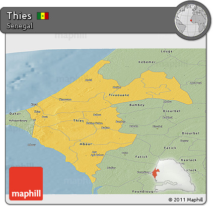 Savanna Style Panoramic Map of Thies