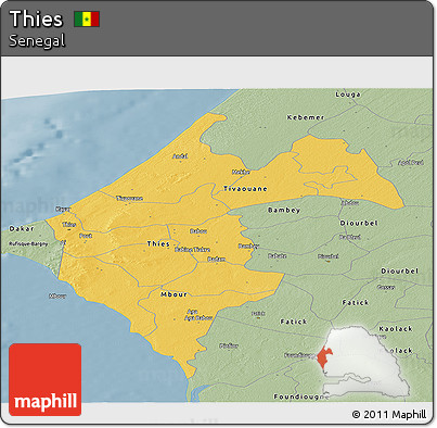 Savanna Style Panoramic Map of Thies