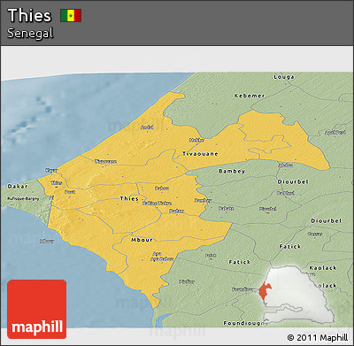 Savanna Style Panoramic Map of Thies