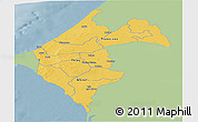 Savanna Style Panoramic Map of Thies, single color outside