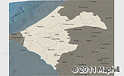 Shaded Relief Panoramic Map of Thies, darken